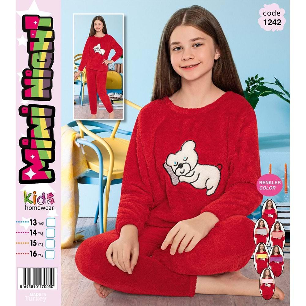 Mini Night 1242 Kız Çocuk Welsoft Köpek Nak Pijama Takımı 5-8 Yaş