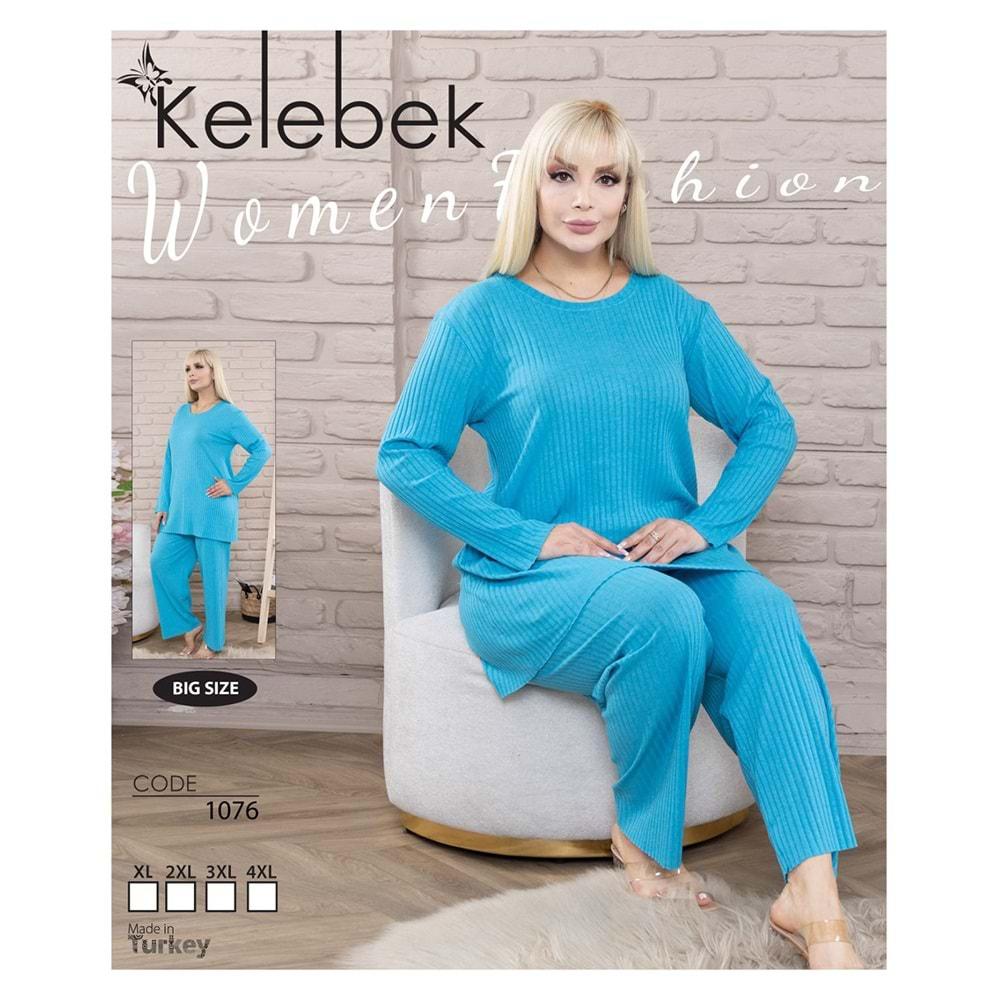 MY Kelebek 1076 Bayan Raporlu Battal Pijama Takımı XL-4XL