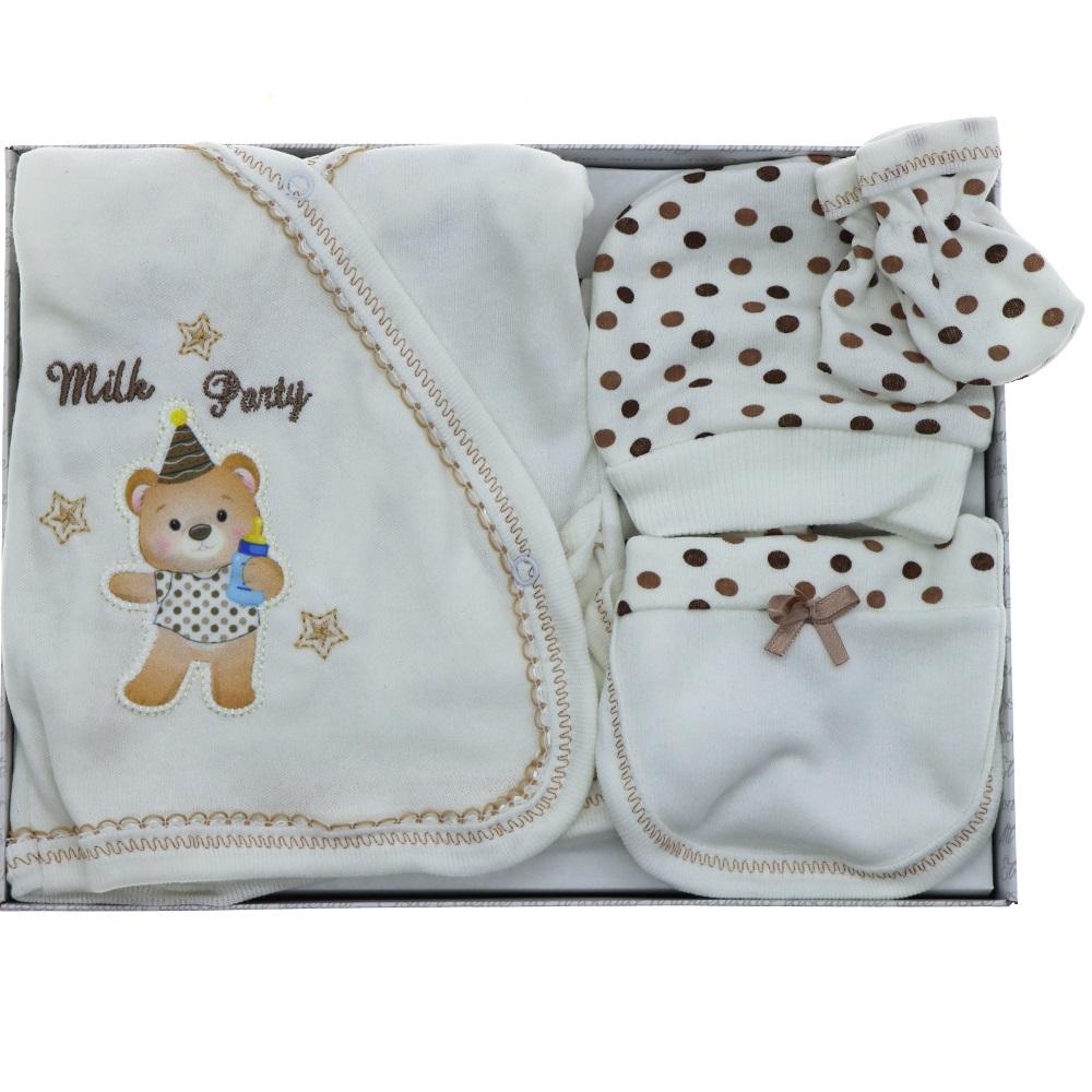 Hopipop 305 Milk Party Ayılı 5 Parça Zıbın Seti 0-3 Ay