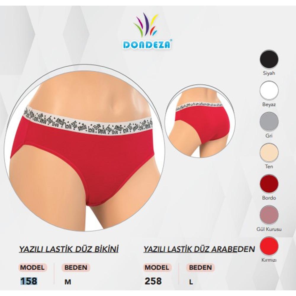 Dondeza 158 Bayan Beli Yazılı Düz Bikini