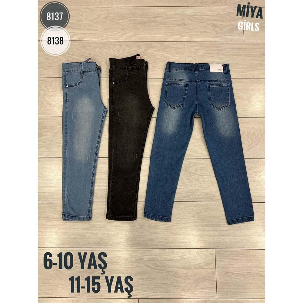 Miya 8138 Kız Çocuk Yıpratma Kimyasal Likralı Kot Pantolon 11-15 Yaş