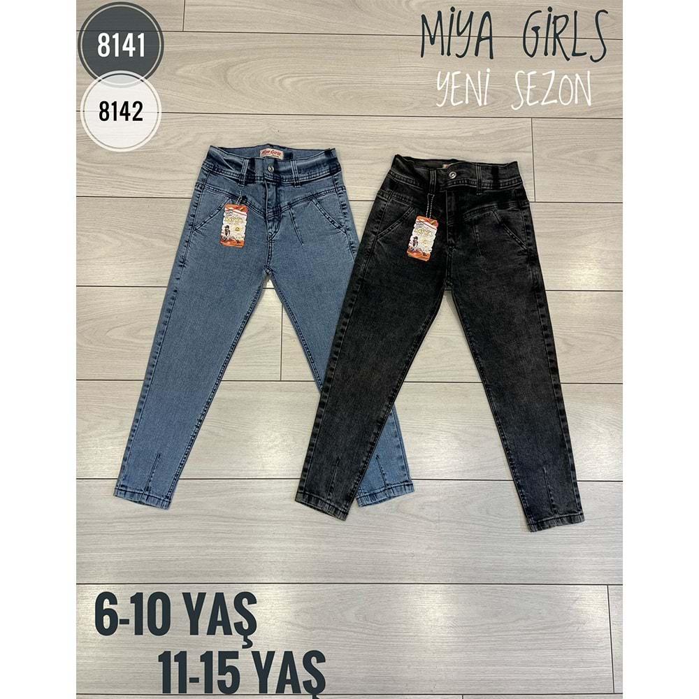 Miya 8142 Kız Çocuk Kar Yıkamalı Modelli Kot Pantolon 11-15 Yaş