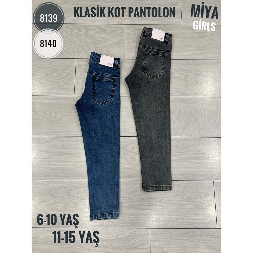 Miya 8140 Kız Çocuk Koyu Kar Yıkamalı Kot Pantolon 11-15 Yaş