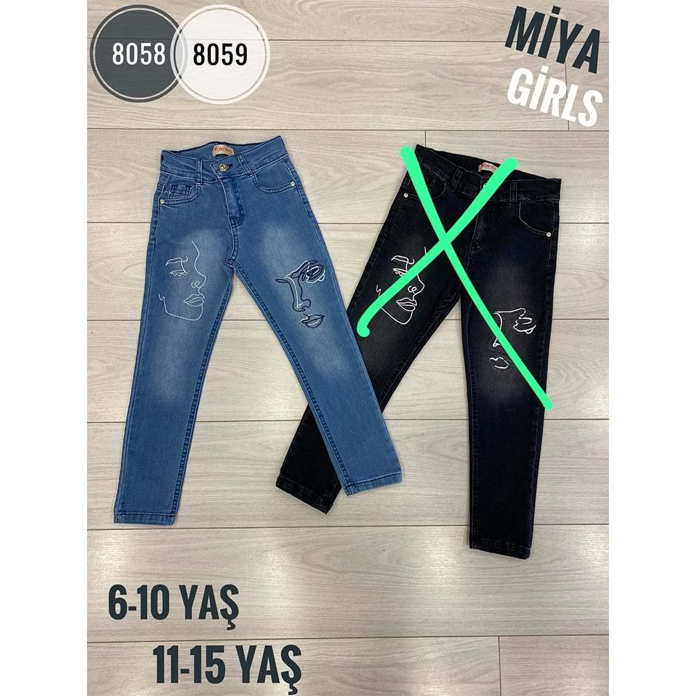 Miya 8058 Kız Çocuk Yüz Nak Kot Pantolon 6-10 Yaş