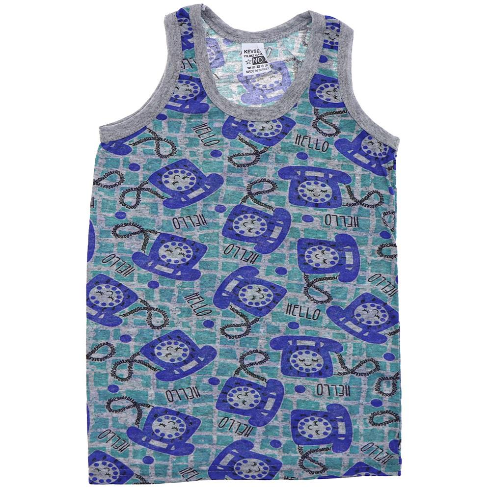 Kevser Yıldız Erkek Çocuk Penye Desenli Kalın Askılı Atlet