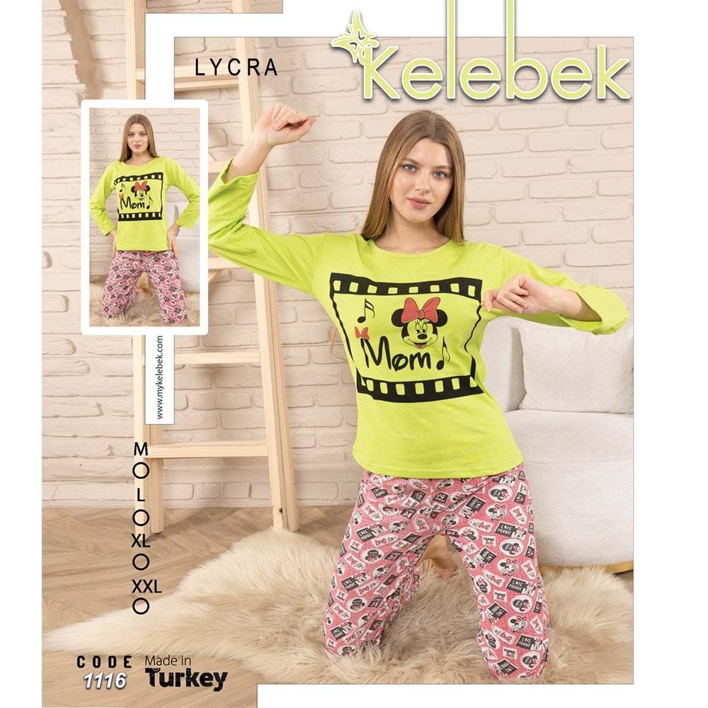 MY Kelebek 1116 Bayan Penye Genç Pijama Takımı M-2XL