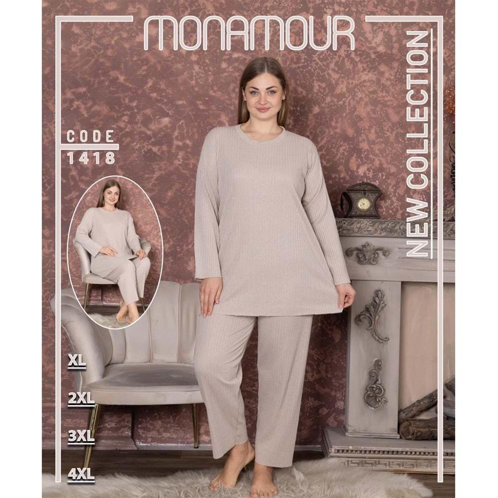 Monamour 1418 Bayan Raporlu Penye Pijama Takımı XL-4 XL