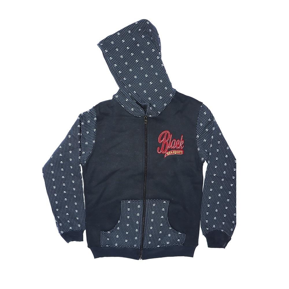 2045-Üçİplik Fermuarlı Kapşonlu Hırka*3-7 Yaş