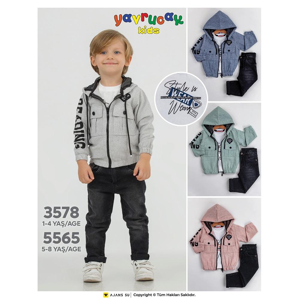 Yavrucak 3578 Erkek Çocuk Keten Ceketli 3 Lü Takım 1-4 Yaş