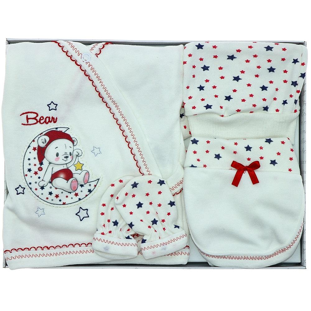 Hopipop 305 Bebe Yıldızlı Ayıcık 5 Parça Zıbın Seti 0-3 Ay - Kahverengi