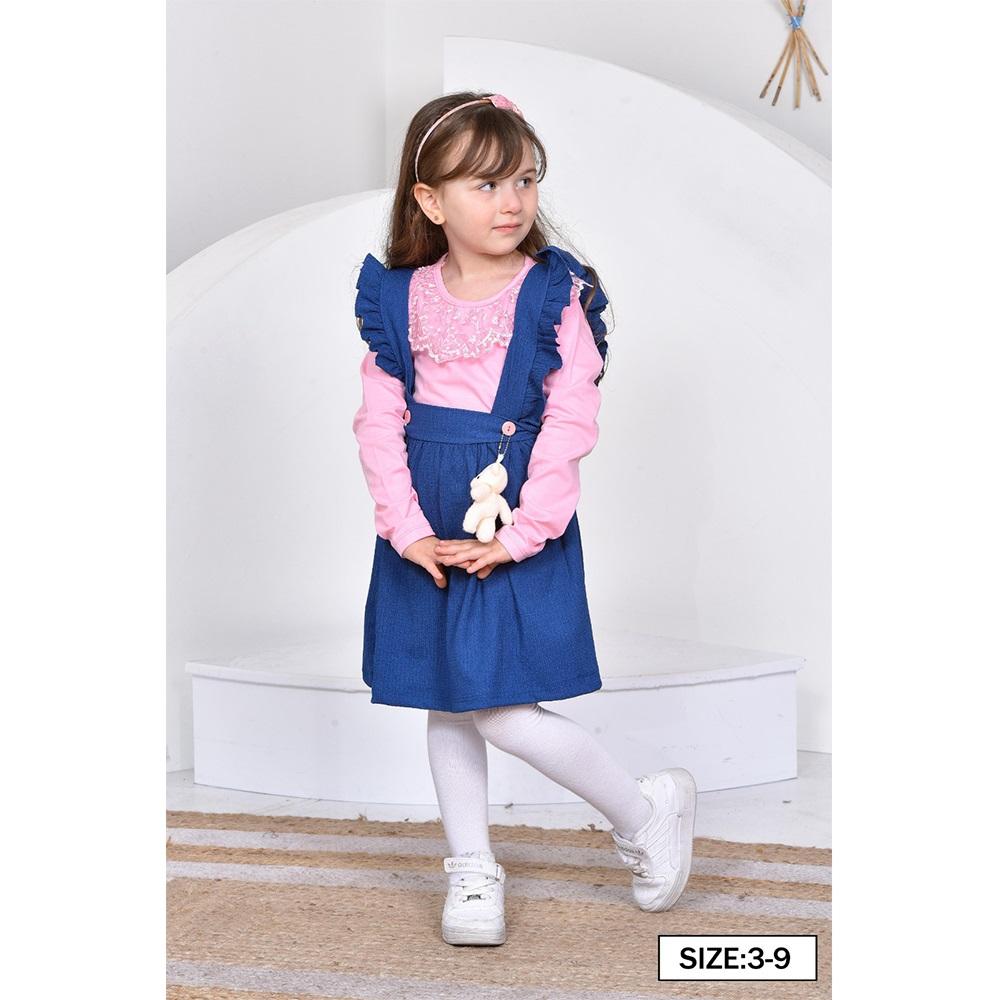 Tintini Kids Kız Çocuk Badili Kız Baskılı Askılı Elbise 3-4 7-8 Yaş