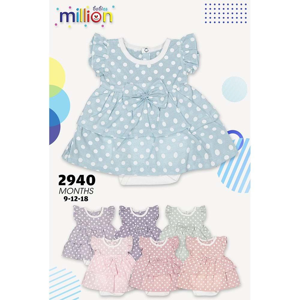 Million 2940 Kız Bebe Puantiyeli Badili Elbise 3-9 Ay