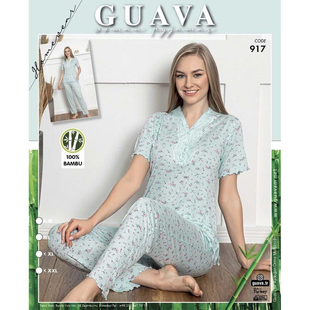 Guava 917 Bayan Bambu Kısa Kol Pijama Takımı M-XL