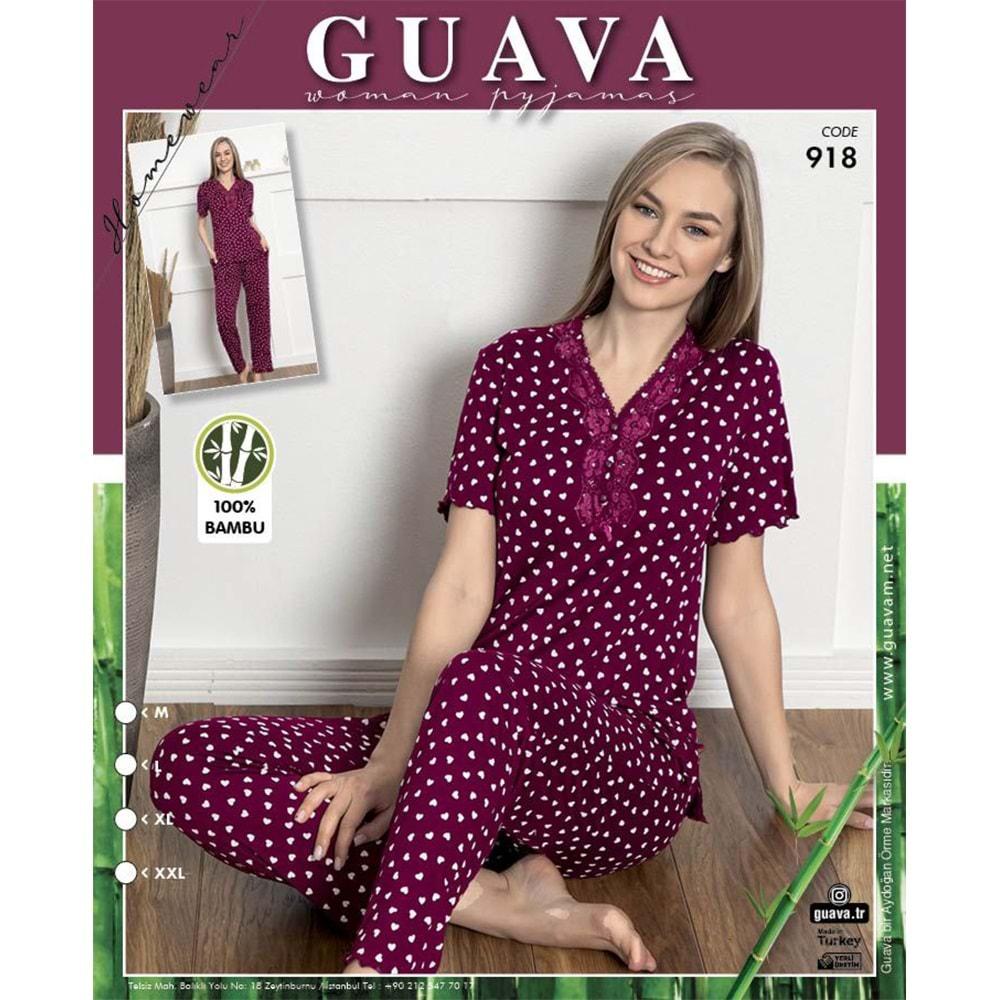 Guava 918 Bayan Bambu Kısa Kol Pijama Takımı M-XL