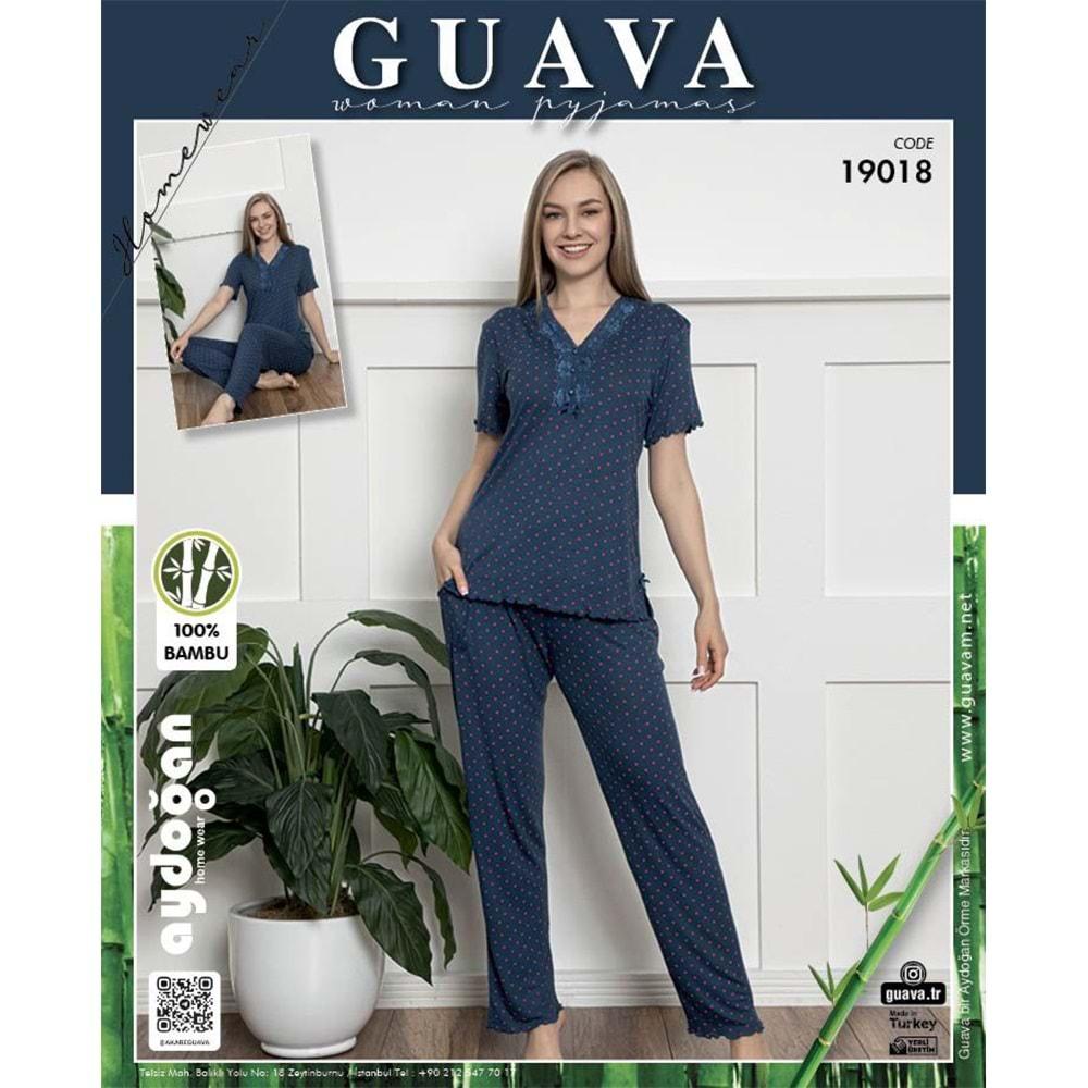 Guava 19018 Bayan Bambu Kısa Kol Pijama Takımı M-XL