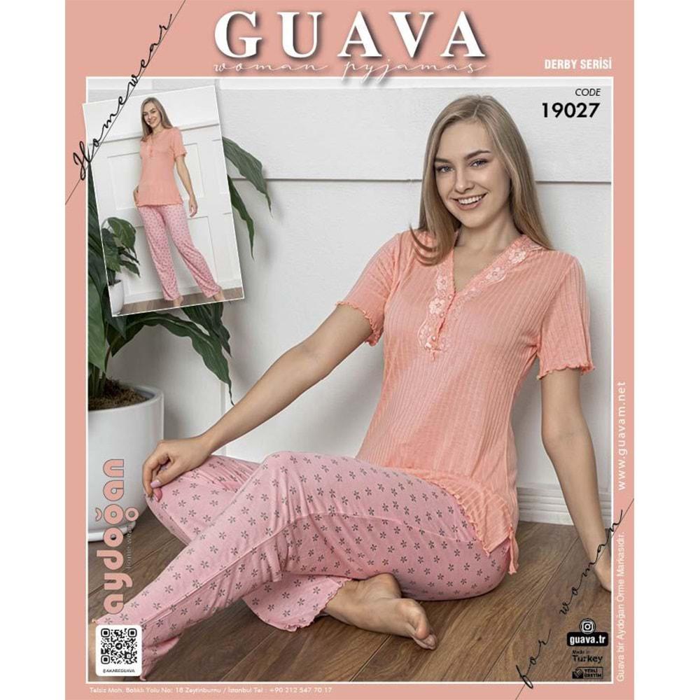 Guava 19027 Bayan Derby Kısa Kol Pijama Takımı M-XL