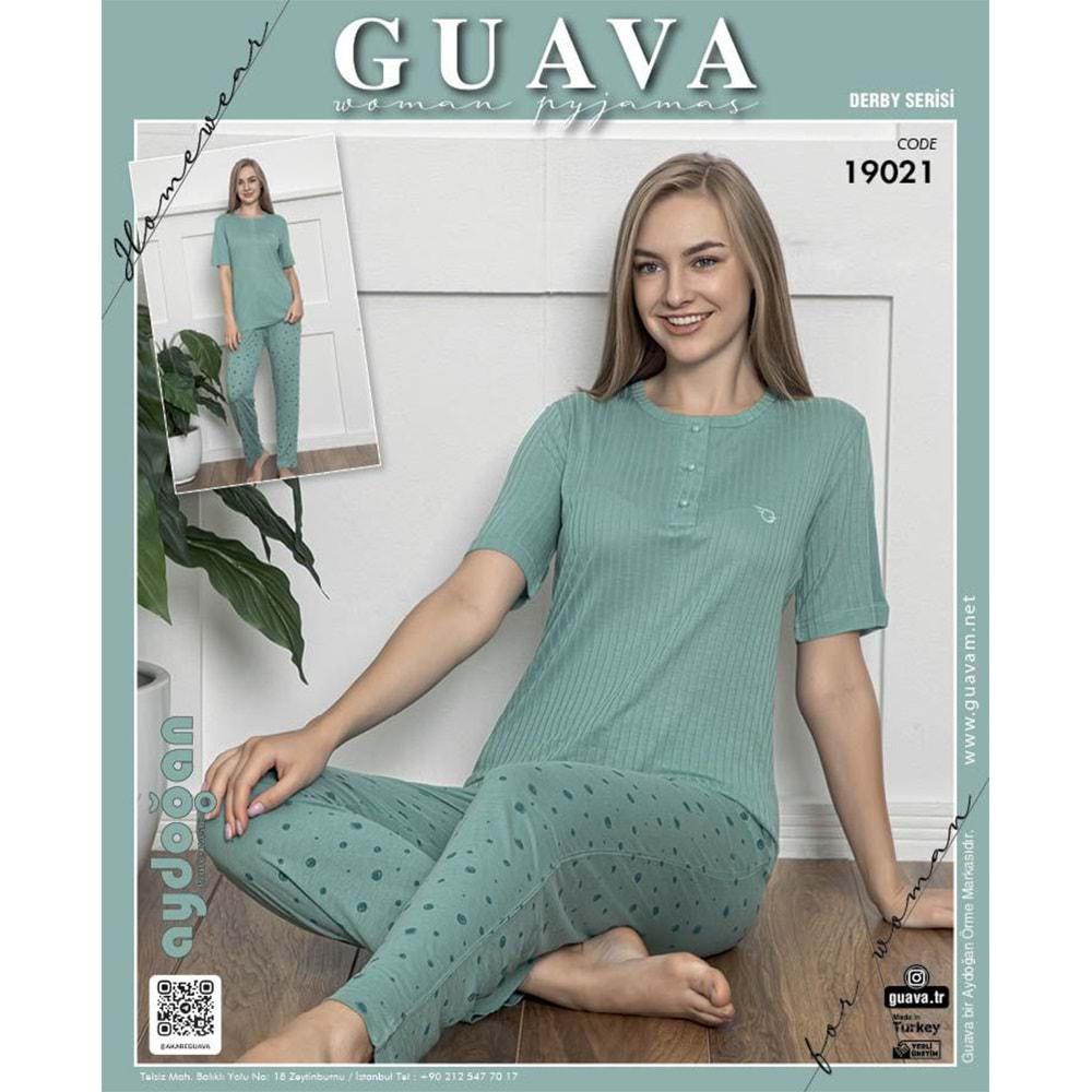Guava 19021 Bayan Derby Kısa Kol Pijama Takımı M-XL