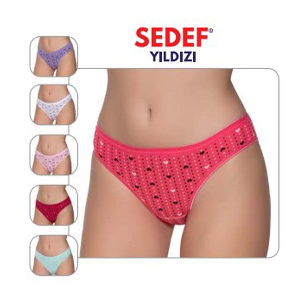 Sedef Yıldızı 1065 Bayan Kalp Baskılı Likralı Bikini Külot