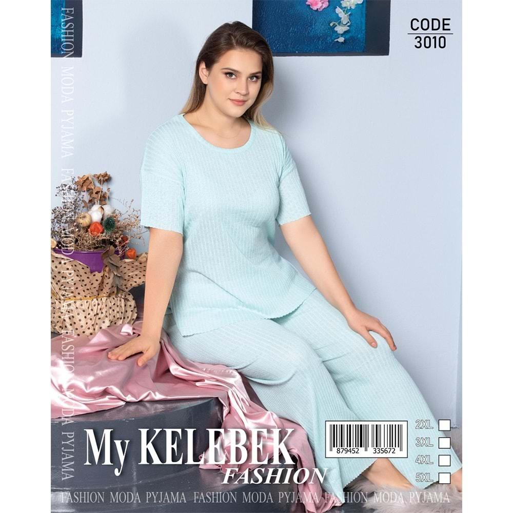 MY Kelebek 3010 Bayan Raporlu Kısa Kol Battal Pijama Takımı 2XL-5XL