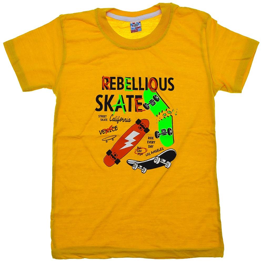 Alican 5027 Erkek Çocuk Rebellıous Skate Kay Kay Bas Tişört 7-12 Yaş