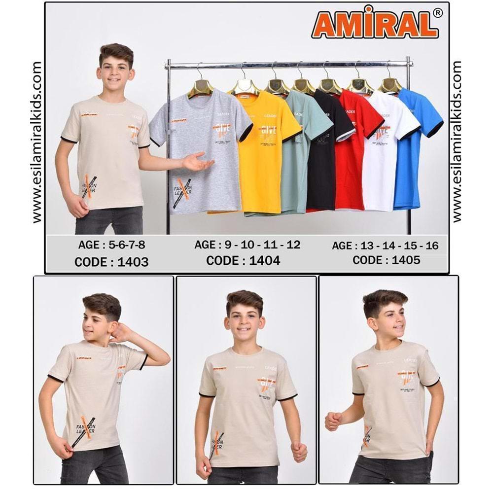 Amiral 1403 Erkek Çocuk Penye Gıve Up Baskılı Tişört 5-8 Yaş
