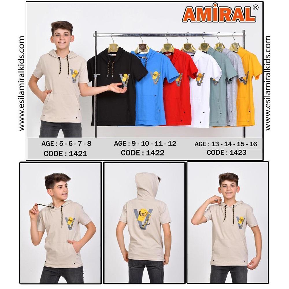Amiral 1422 Erkek Çocuk Penye Play Baskılı Kapşonlu Tişört 9-12 Yaş
