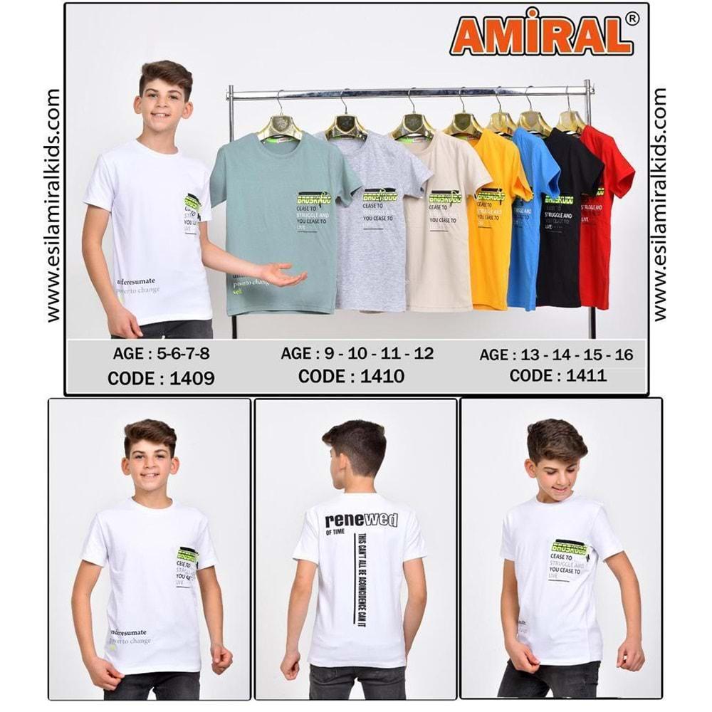 Amiral 1410 Erkek Çocuk Penye Broskudo Baskılı Tişört 9-12 Yaş