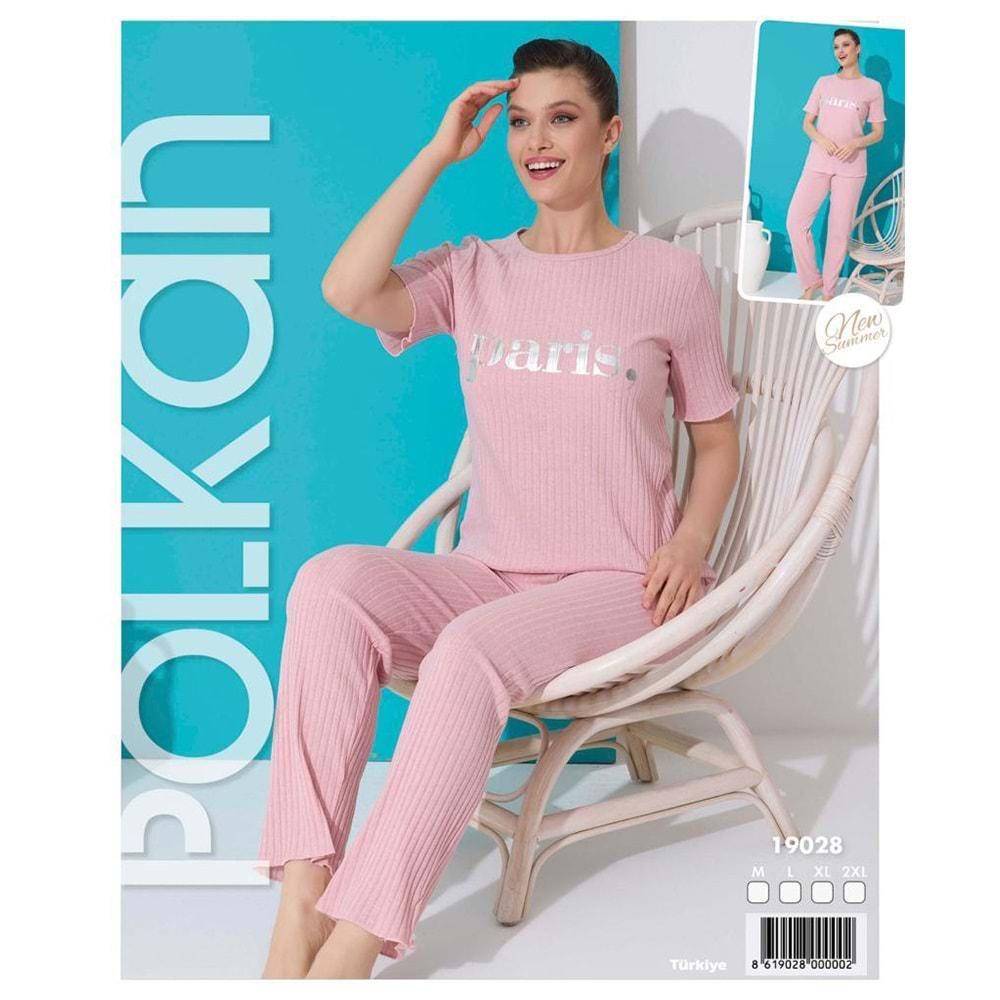 Polkan 19028 Bayan Bürümcük Baskılı Kısa Kol Pijama Takımı M-2XL