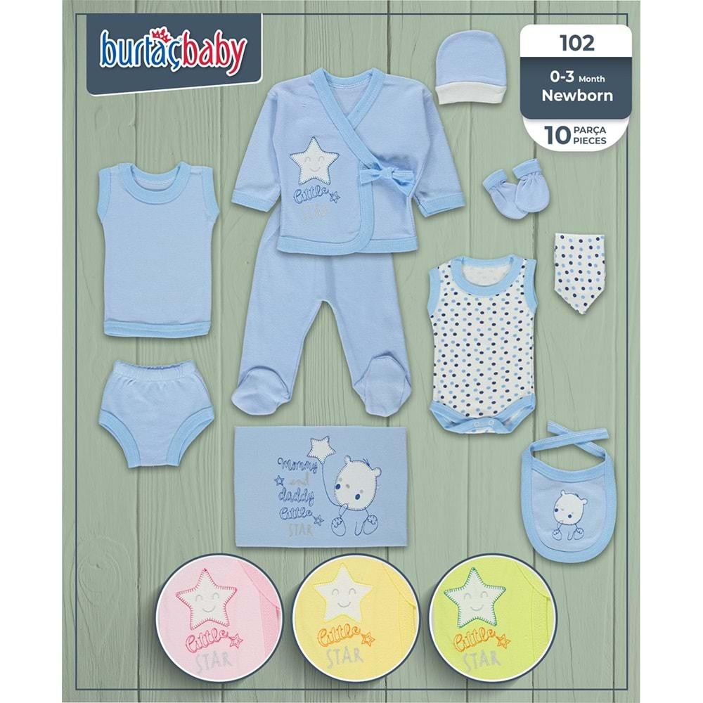 Burtaç Bebe 102 Mommy And Daddy Little Star Nakışlı 10 Parça Zıbın Seti 0-3 Ay