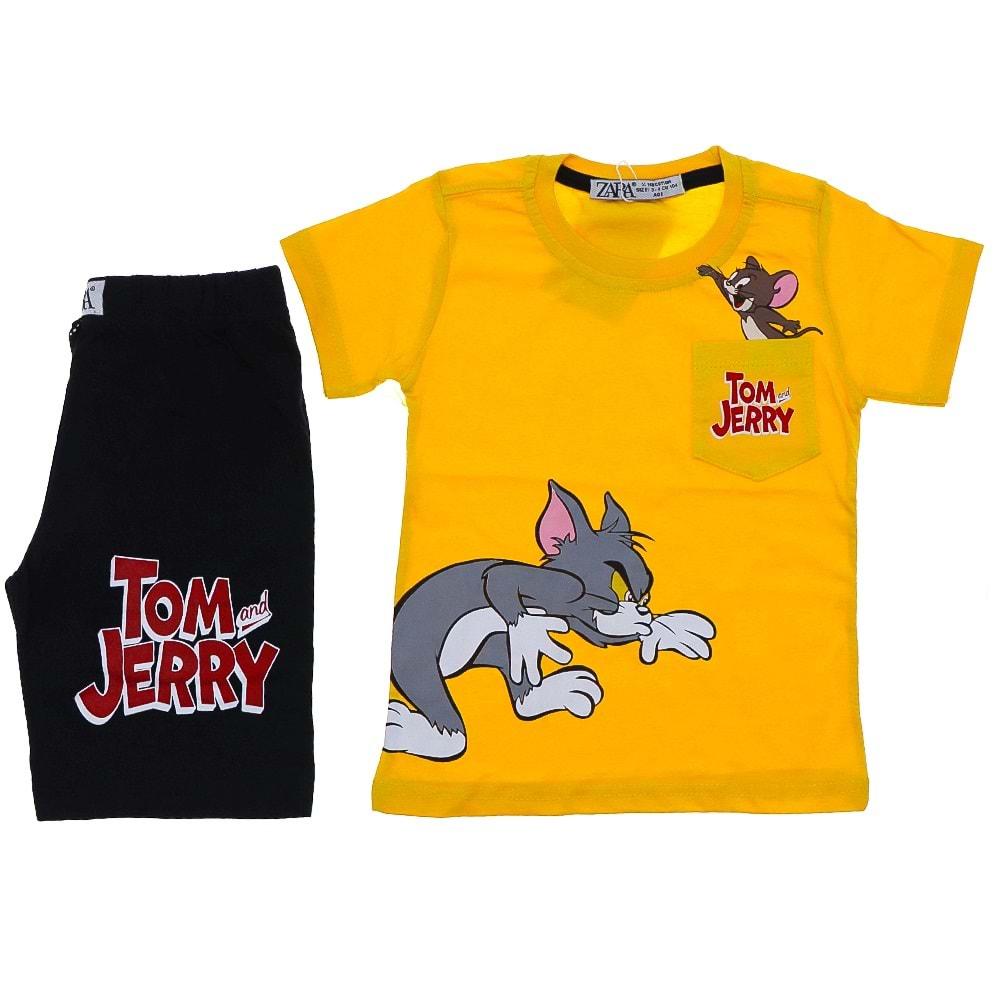 Zara Çocuk Penye Tom & Jerry Baskılı Tişört Şort Takım 3-10 Yaş