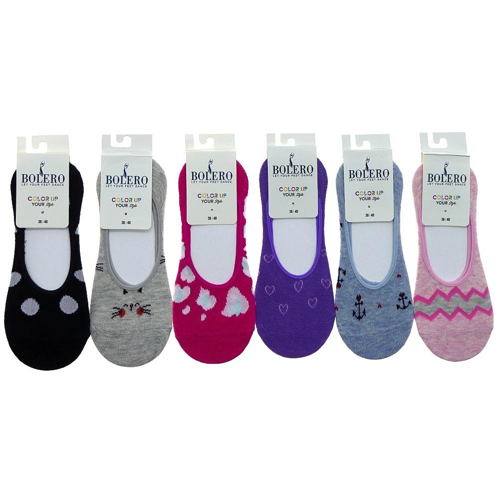 Bolero Color Up B-60 Bayan Coton Likralı Desenli Babet Çorap 6 Lı