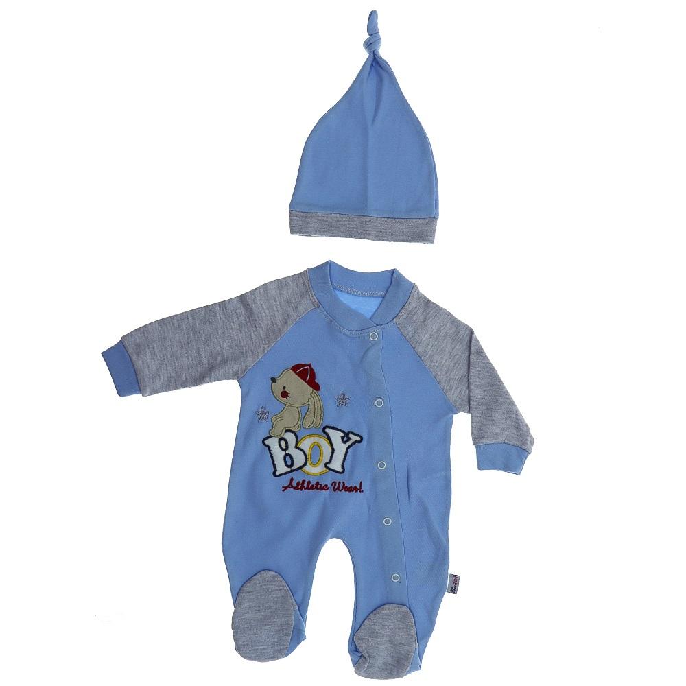 Blue Armi 817 Penye Bebe Boy Atletic Nakışlı Tulum 3-6-9 Ay
