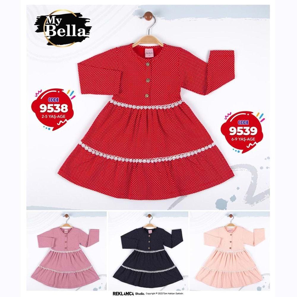 My Bella 9539 Kız Çocuk Puanlı Fistolu Elbise 6-9 Yaş