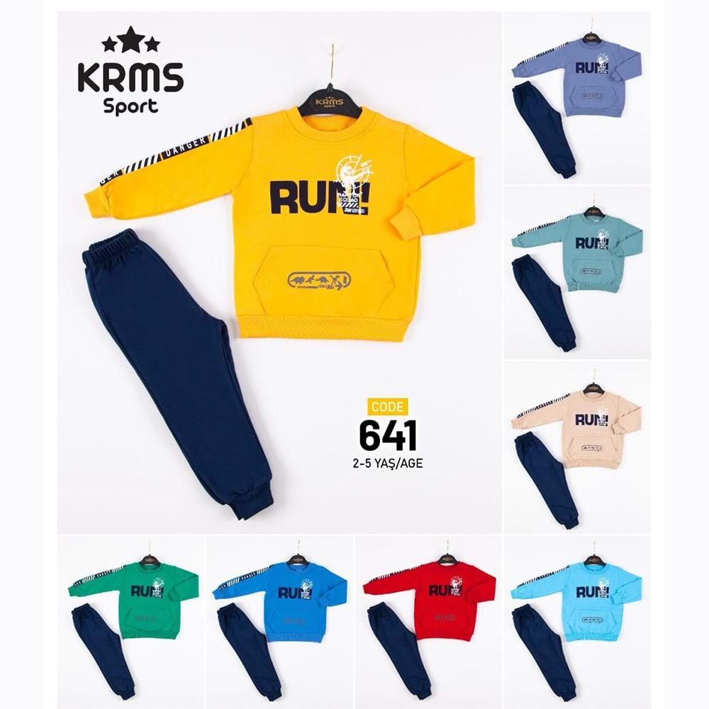 Krms 641 Erkek 2 İp Run Dinozor Baskılı Takım 2-5 Yaş