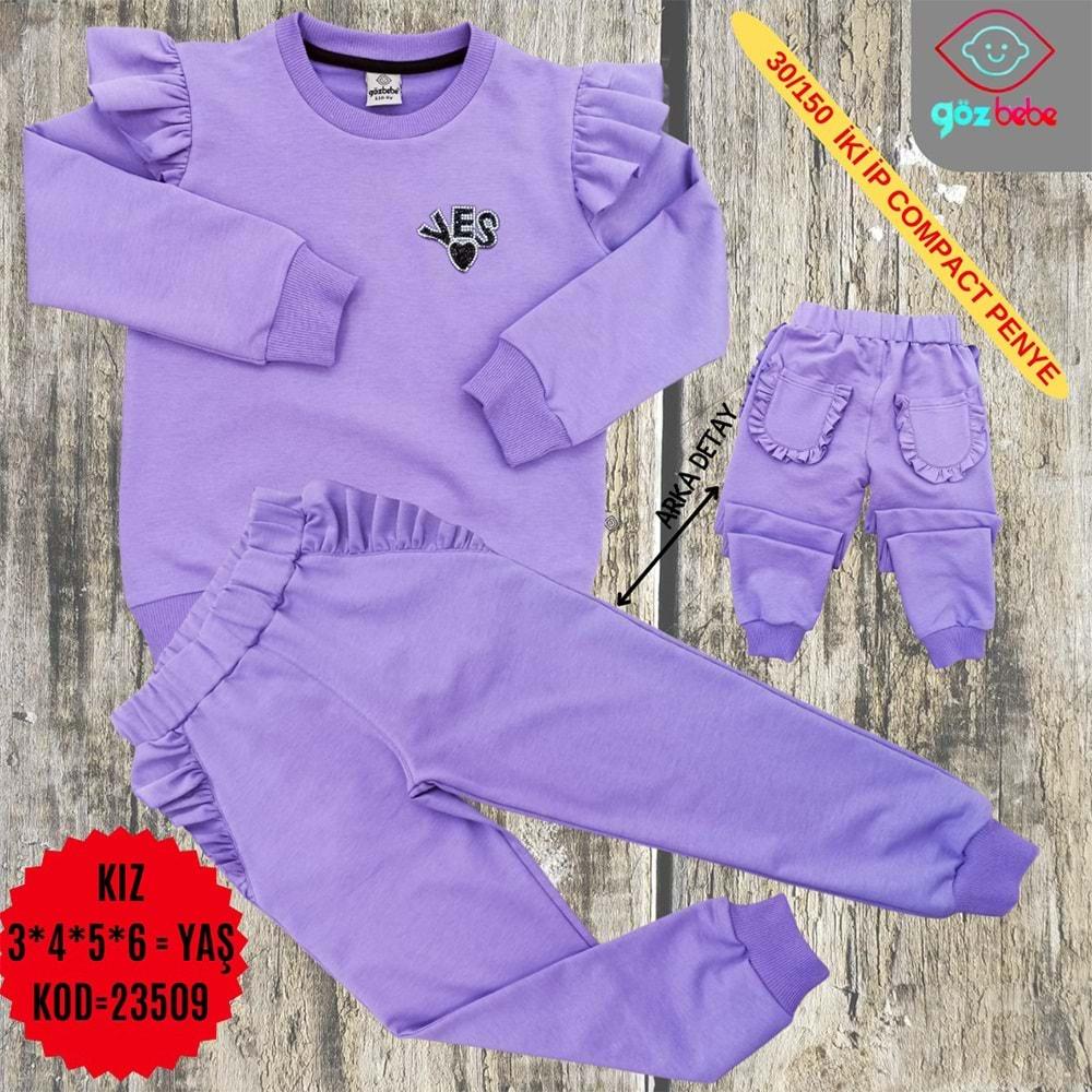 Göz Bebe 23509 Kız Çocuk Happy Baskılı Penye Takım 3-6 Yaş