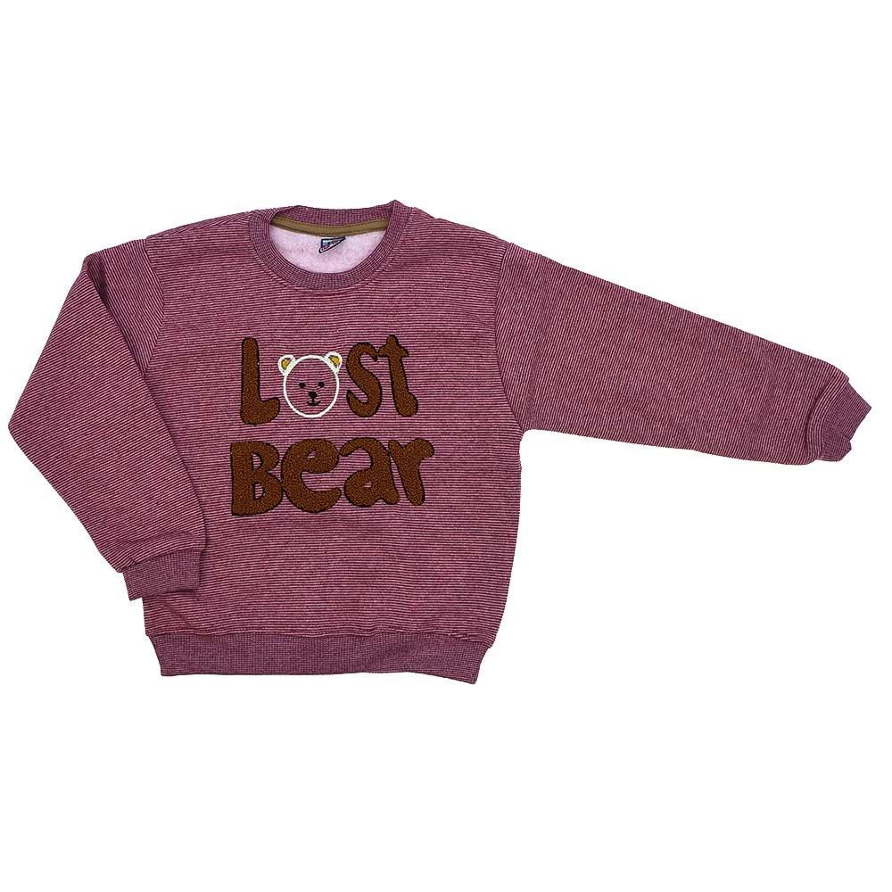 Keskincan Erkek Çocuk Çizgili Lost Bear Nakışlı 3 İplik Sweat 8-12 Yaş