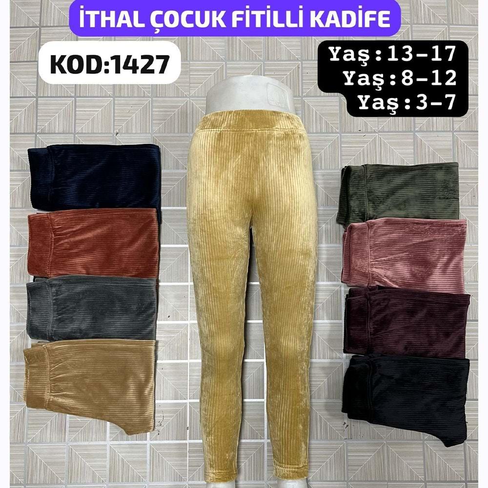 Yılmazcan 1427 Kız Çocuk Kadife Sade Tayt 3-7 Yaş