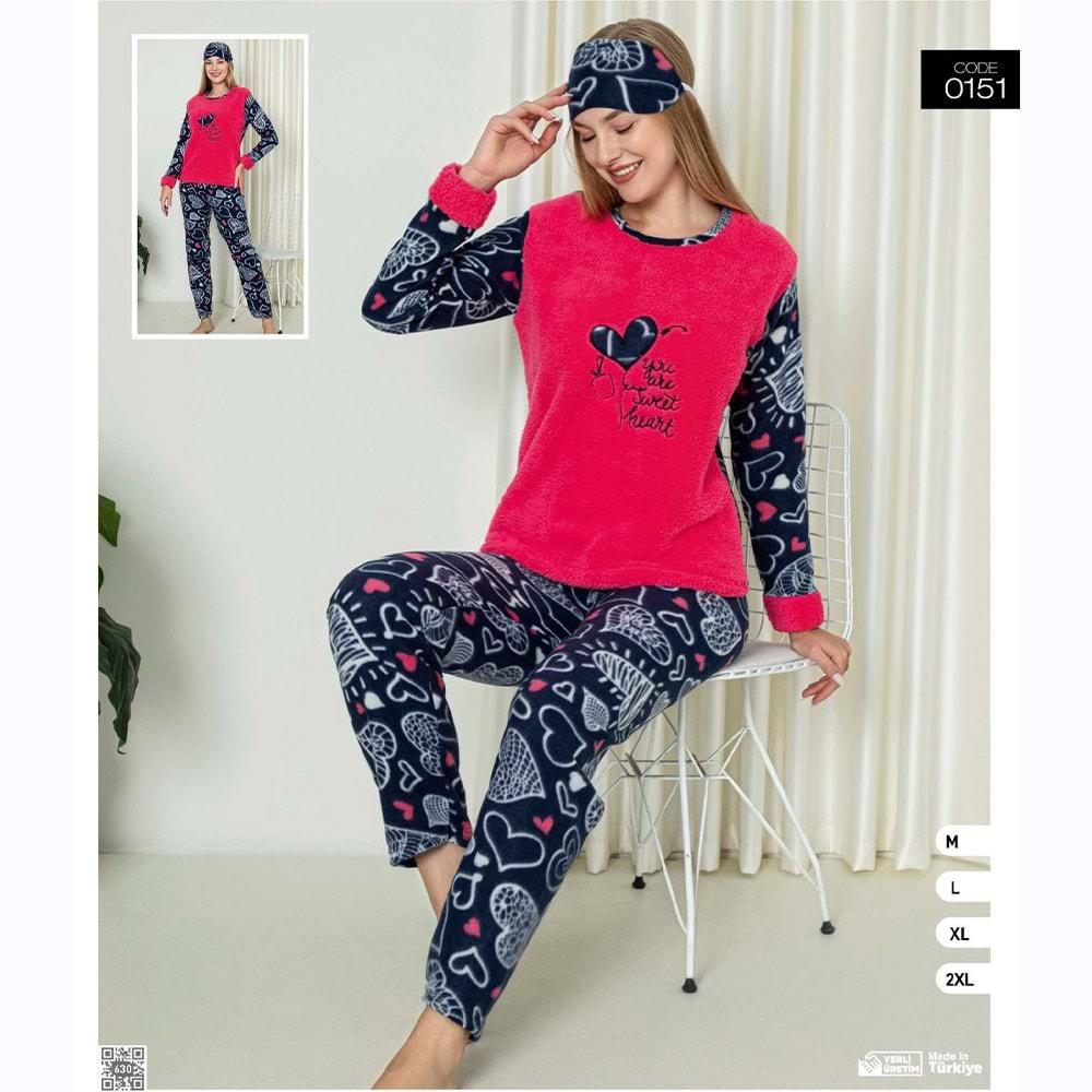 Neyl 0151 Bayan Polar Pijama Takım M-2XL