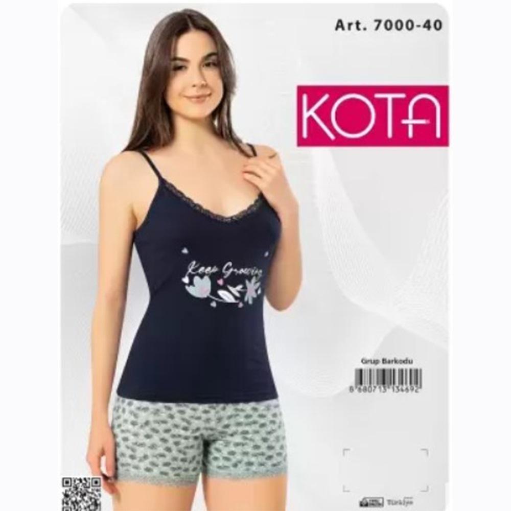 Kota 7000 -40 Bayan İp Askılı Güpürlü Baskılı Şortlu Takım
