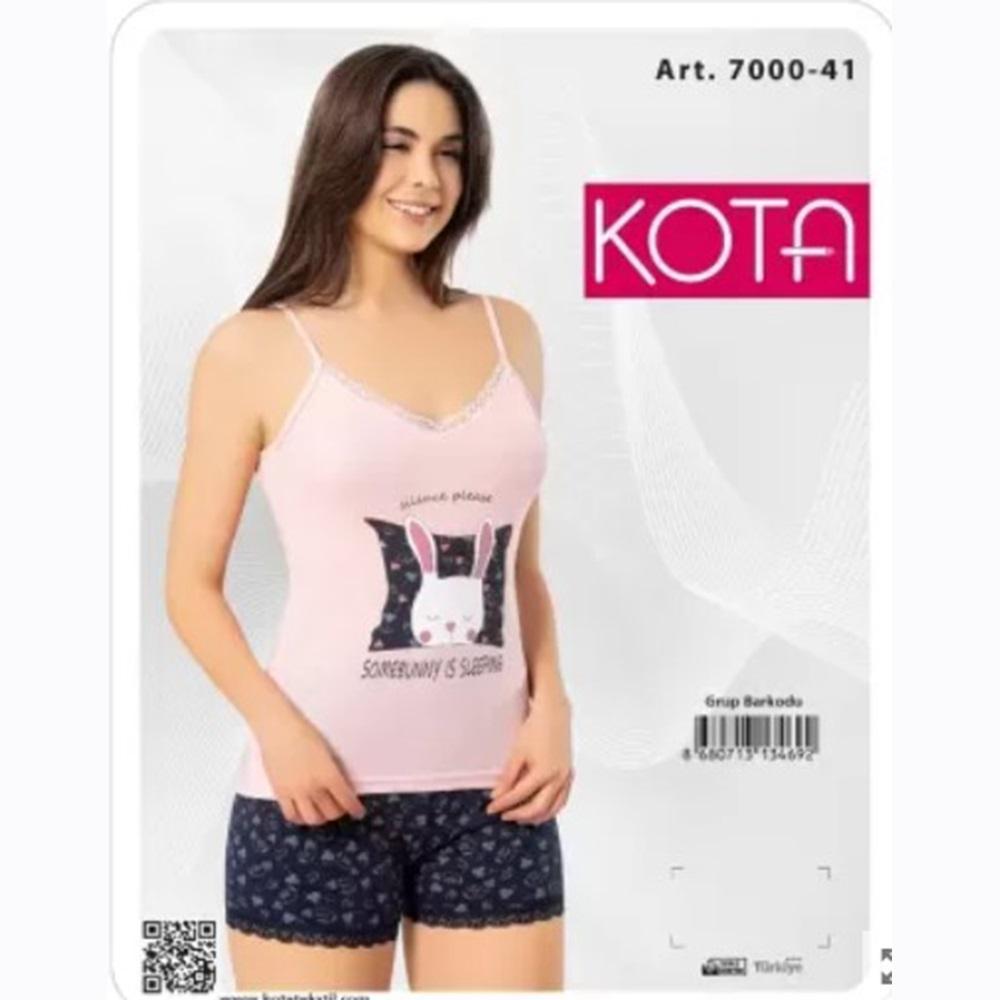 Kota 7000 -41 Bayan İp Askılı Güpürlü Baskılı Şortlu Takım