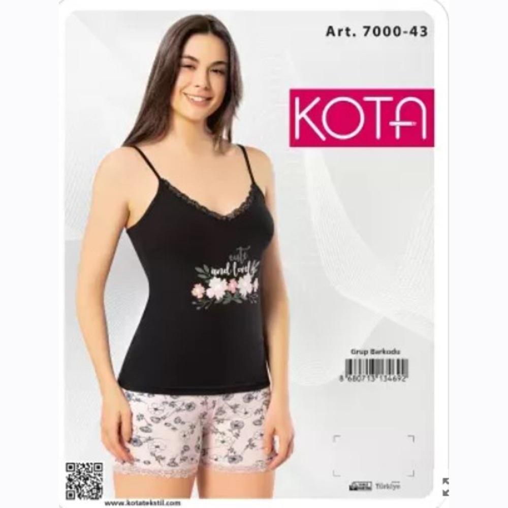 Kota 7000 -43 Bayan İp Askılı Güpürlü Baskılı Şortlu Takım