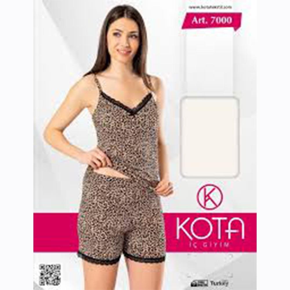 Kota 7000 -45 Bayan İp Askılı Güpürlü Baskılı Şortlu Takım
