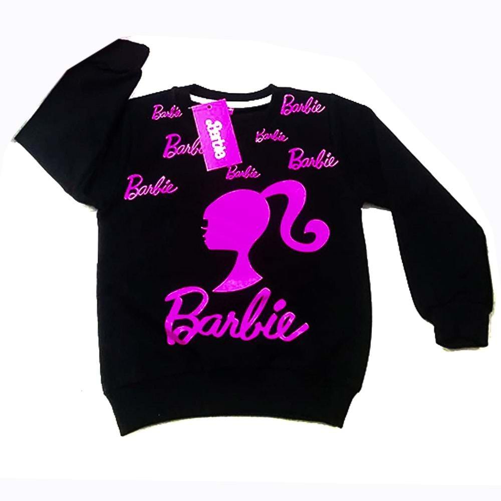 Barbie 8092 Kız Çocuk 2 İp Barbie Baskılı Sıfır Yaka Sweat 5-8 Yaş
