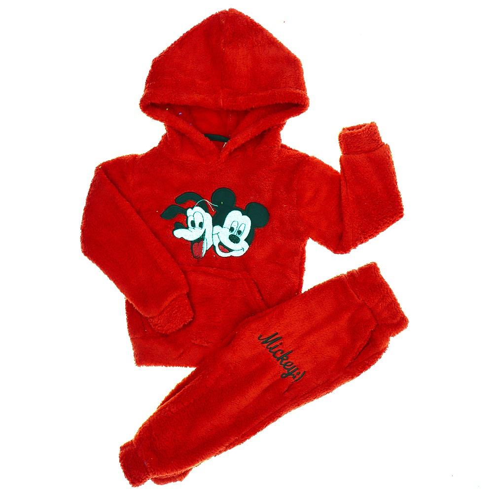 Mubix Life 5560 Çocuk Mickey Mouse Nakışlı Peluş Kapşonlu Takım 2-6 Yaş