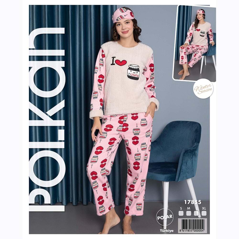 Polkan 17855 Bayan Uzun Kol Polar Pijama Takımı S-XL