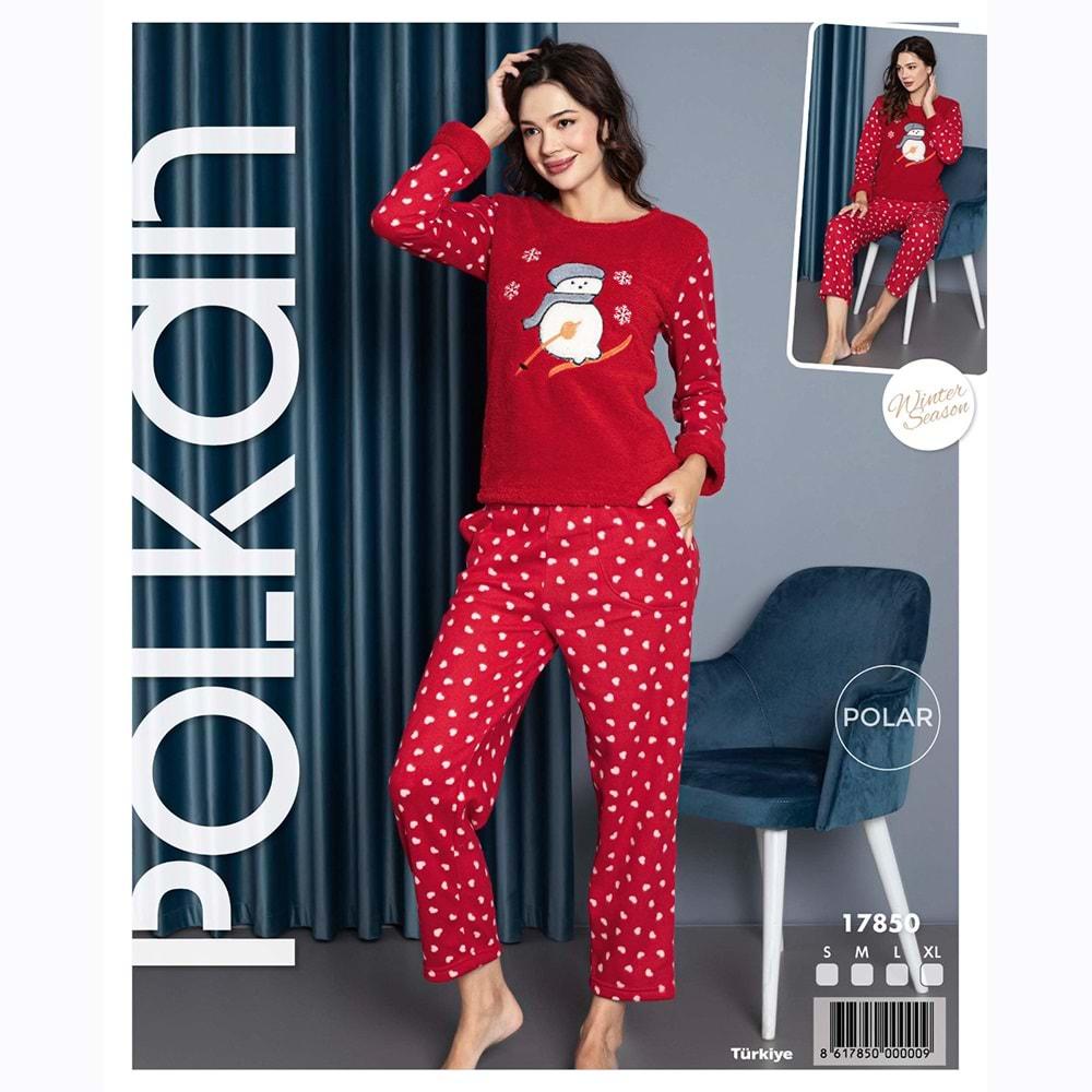 Polkan 17850 Bayan Uzun Kol Polar Pijama Takımı S-XL