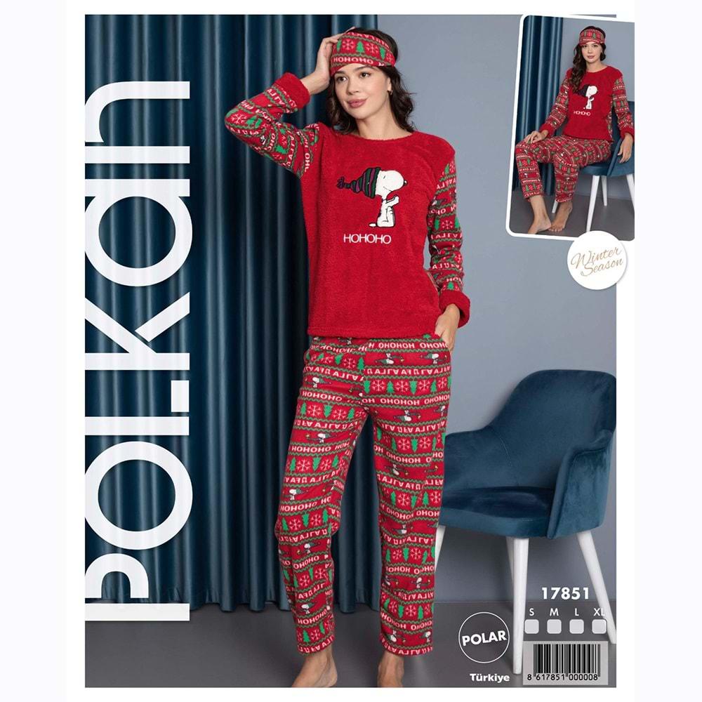 Polkan 17851 Bayan Uzun Kol Polar Pijama Takımı S-XL