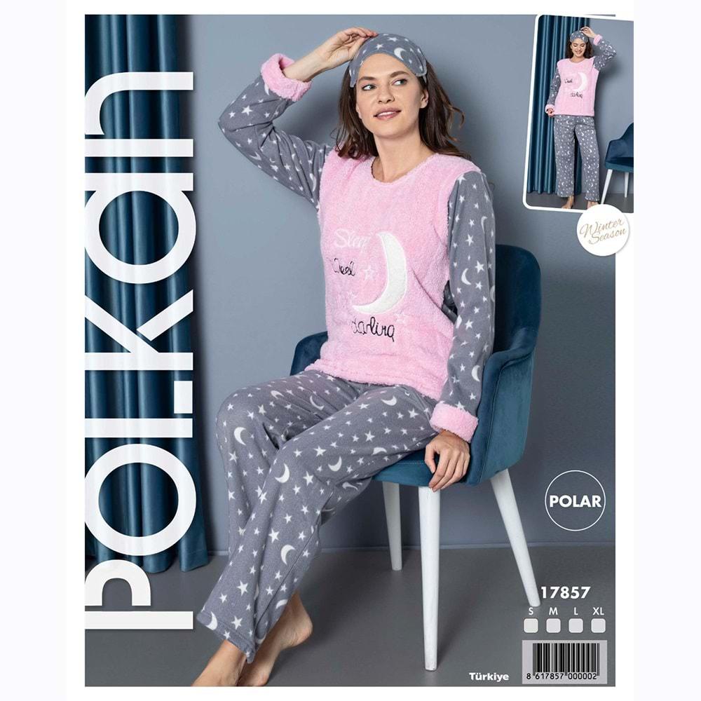 Polkan 17857 Bayan Uzun Kol Polar Pijama Takımı S-XL