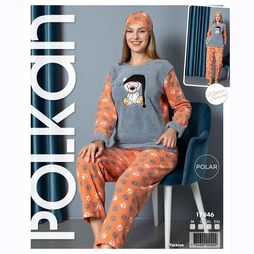 Polkan 17846 Bayan Uzun Kol Polar Pijama Takımı S-XL