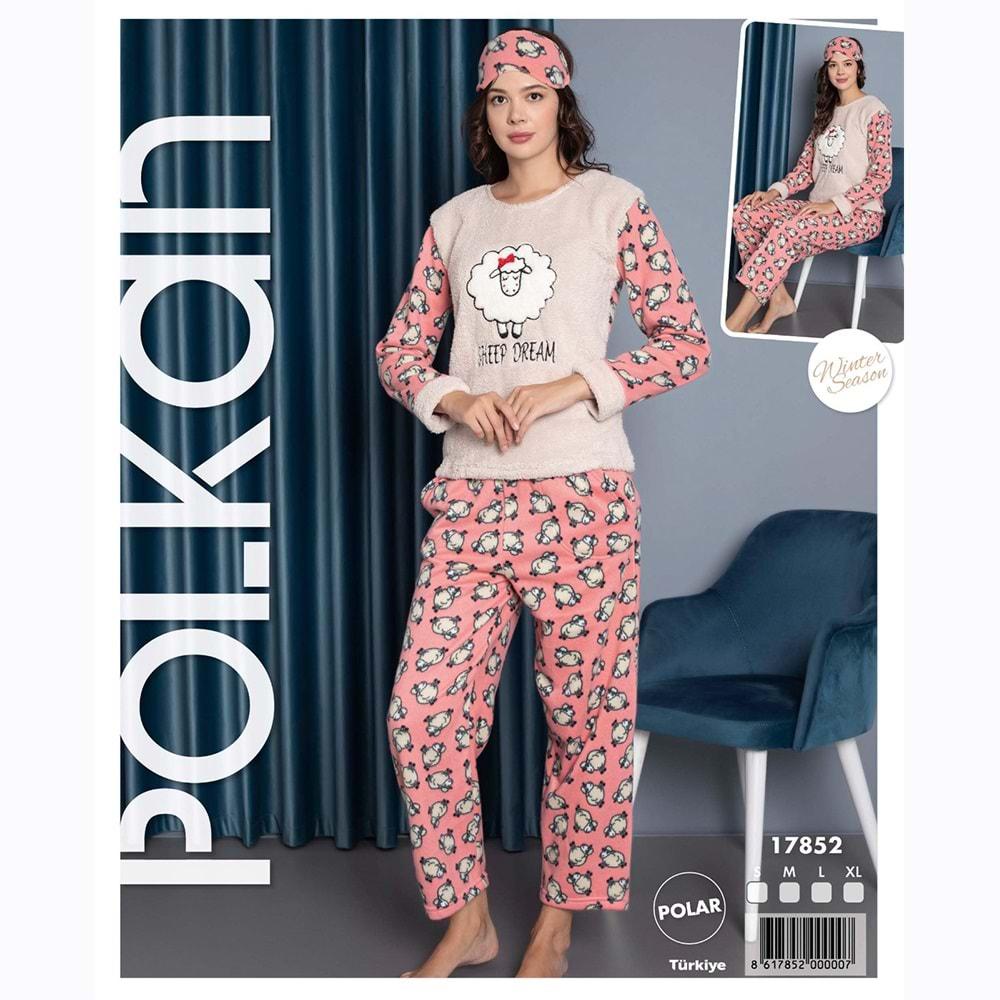 Polkan 17852 Bayan Uzun Kol Polar Pijama Takımı S-XL